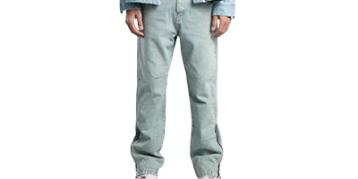 Light Blue Ankle Zipper Jeans