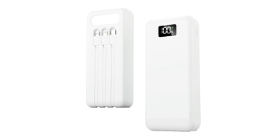 Matrix Power Bank, 20000 mAh, 5 Ports and 3 Cables, White