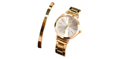 Round Pointer Quartz Watch & Bracelet