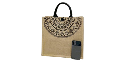 Geometric Print Linen Satchel Bag