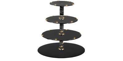 Winter Shore Round Black Acrylic Cake Stand with 4 Levels